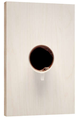 Wood print Black coffee loves white minimalism