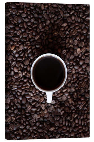 Canvas print Black coffee on roasted beans