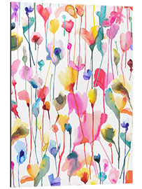 Aluminium print Happy summer flowers watercolor