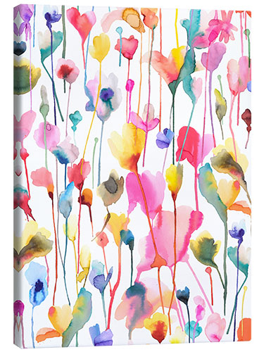 Tableau sur toile Happy summer flowers watercolor