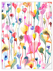 Sisustustarra Happy summer flowers watercolor