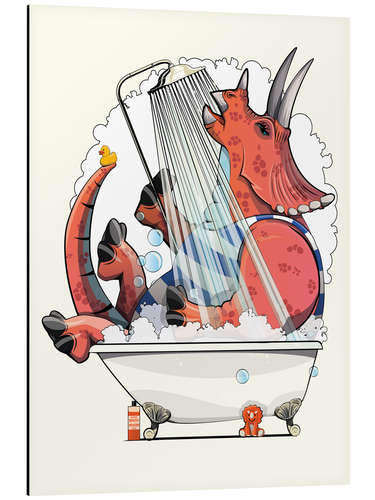 Stampa su alluminio Dinosaur Triceratops in the Bath