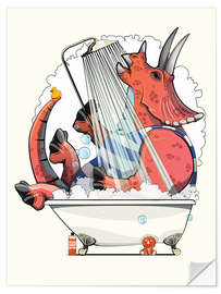 Naklejka na ścianę Dinosaur Triceratops in the Bath