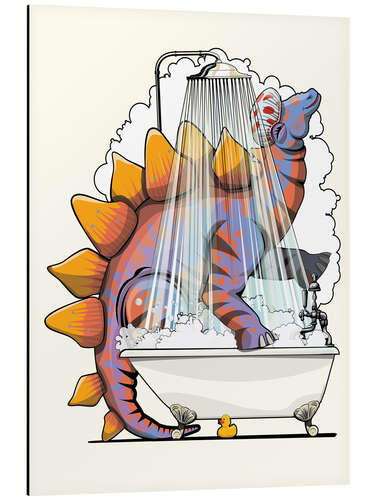 Tableau en aluminium Dinosaur Stegosaurus in the Bath