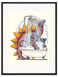 Gerahmter Kunstdruck Stegosaurus im Bad