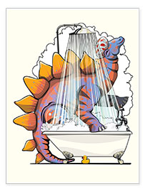 Poster Dinosaur Stegosaurus in the Bath