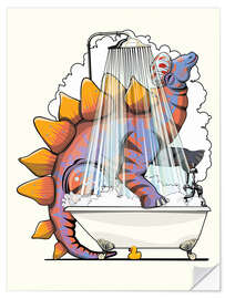 Adesivo murale Dinosaur Stegosaurus in the Bath