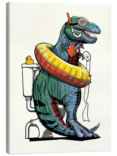 Canvastavla Tyrannosaurus Dinosaur on the Toilet