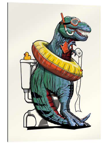 Quadro em plexi-alumínio Tyrannosaurus Dinosaur on the Toilet