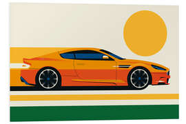 Bilde på skumplate Modern British orange car with sun