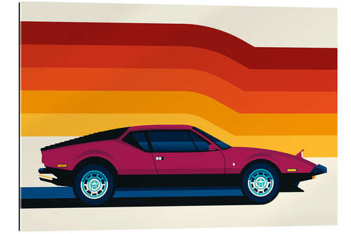 Galleriprint Maroon sportscar with stripes