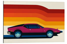 Magnettafel Maroon sportscar with stripes