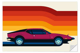 Sticker mural Maroon sportscar with stripes