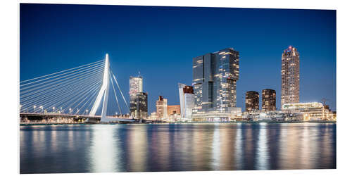 Foam board print Rotterdam Skyline, Erasmusbrücke