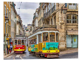 Quadro em PVC Historical trams in Lisbon - Portugal