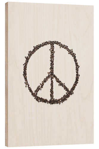 Wood print Matters of the heart: coffee & peace