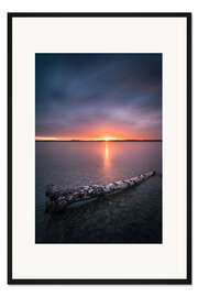 Gerahmter Kunstdruck Sonnenuntergang über dem Bodensee