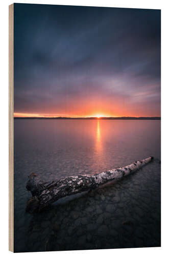 Tableau en bois Sunset over Lake Constance