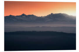 Hartschaumbild Sonnenuntergang über dem Alpenvorland