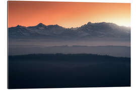 Gallery print Sunset over the foothills of the Alps