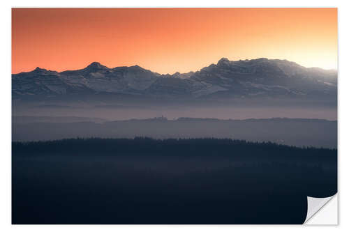 Naklejka na ścianę Sunset over the foothills of the Alps