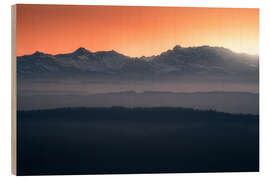 Obraz na drewnie Sunset over the foothills of the Alps