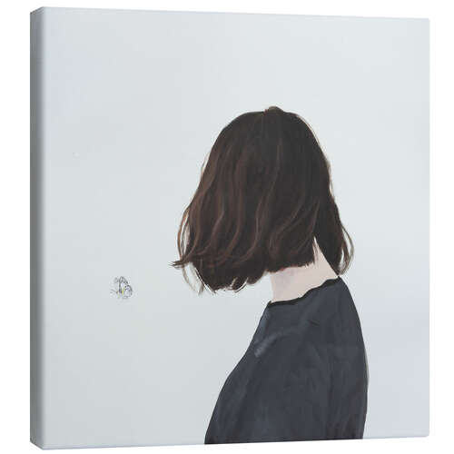 Tableau sur toile Profile view of a young woman with a butterfly