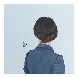 Wandbild  Rückenansicht einer jungen Frau mit Schmetterling - Karoline Kroiss