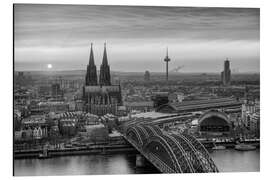 Aluminium print View over Cologne at sunset