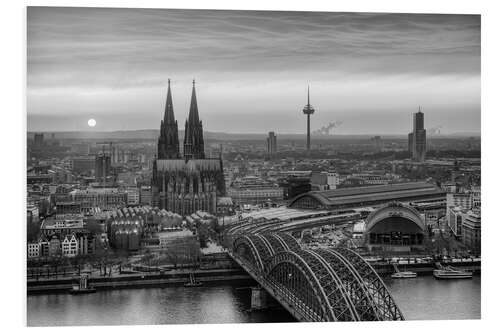 Foam board print View over Cologne at sunset