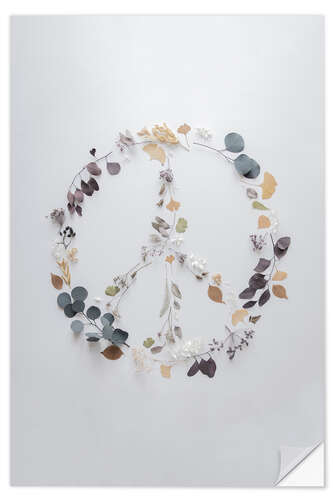 Vinilo para la pared Love, Blossoms & Twigs - PEACE