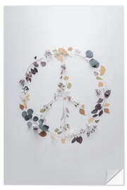 Selvklebende plakat Love, Blossoms &amp; Twigs - PEACE