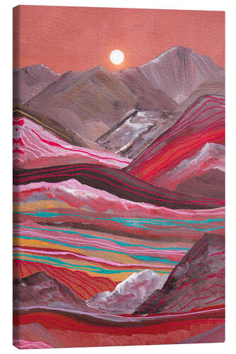 Canvas-taulu Rainbow Mountains and full moon