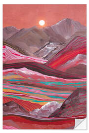 Autocolante decorativo Rainbow Mountains and full moon