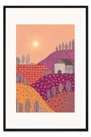 Gerahmter Kunstdruck Warme Landschaft II