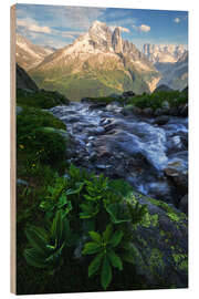 Hout print A summer evening near Chamonix in the French Alps