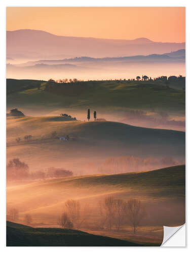 Sticker mural Golden spring morning in Tuscany