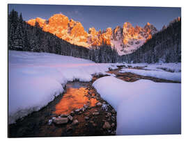 Aluminium print Wintry sunset in the Dolomites