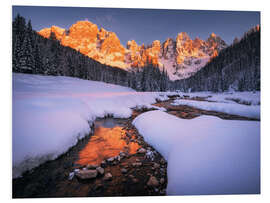 Foam board print Wintry sunset in the Dolomites