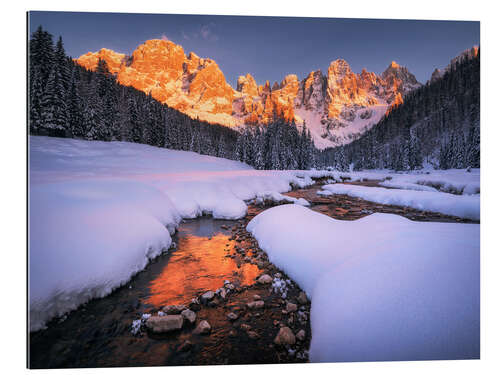 Galleritryk Wintry sunset in the Dolomites