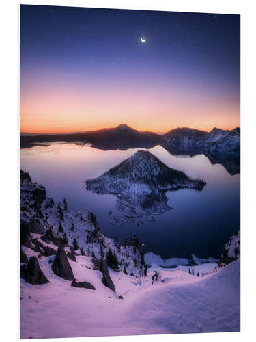 Foam board print Dawn at Crater Lake in Oregon