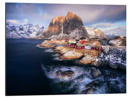 Aluminium print Golden evening light in Hamnoy in Lofoten