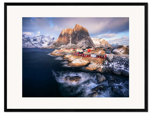 Plakat artystyczny premium w ramie Golden evening light in Hamnoy in Lofoten