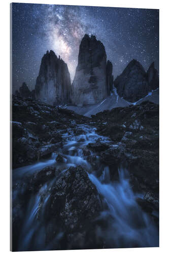 Acrylic print The Milky Way over the Three Peaks in the Dolomites