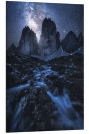 Tableau en aluminium The Milky Way over the Three Peaks in the Dolomites