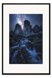 Gerahmter Kunstdruck Die Milchstraße über den Drei Zinnen in den Dolomiten