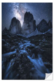 Naklejka na ścianę The Milky Way over the Three Peaks in the Dolomites