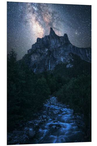 Foam board print The Milky Way over the French Alps