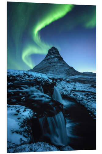 Tableau en PVC Aurora Borealis over Kirkjufell in Iceland