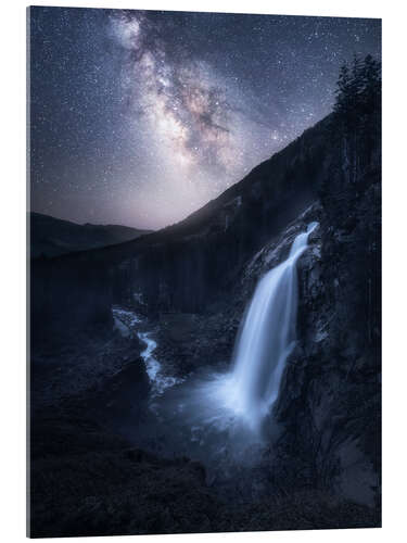 Acrylic print The Milky Way over the Krimml Waterfalls in Austria